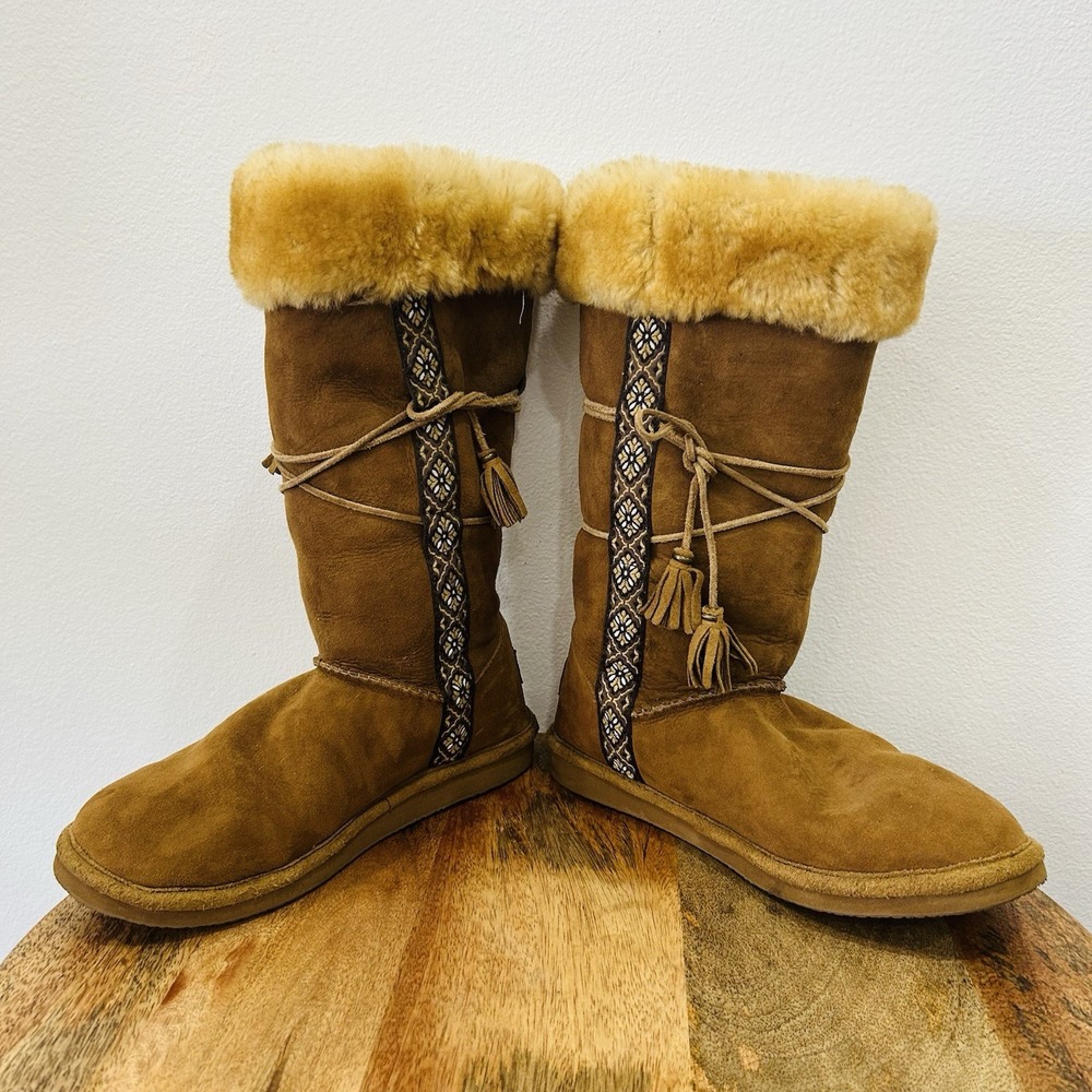 LL Bean Boot 12" Shearling Lined Suede Leather Womens 10 M Brown